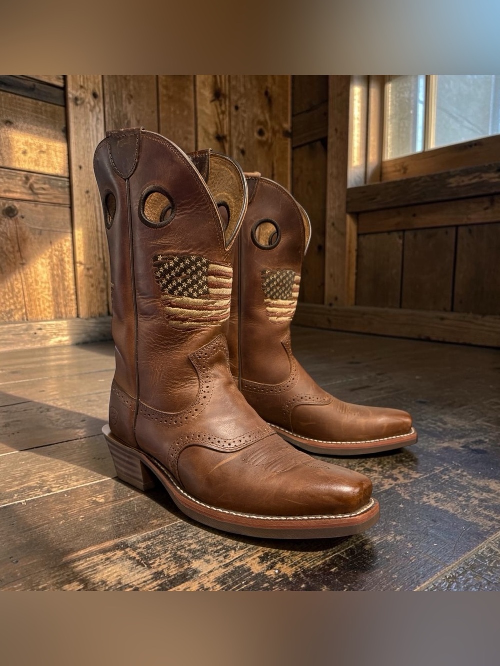 Ariat Roughstock Patriot Western Boot Brown Size 8.5